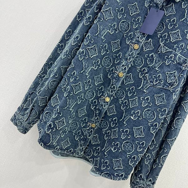 追跡付ルイヴィトン モノグラムロングスリーブコットンシャツ 偽物 vug16022